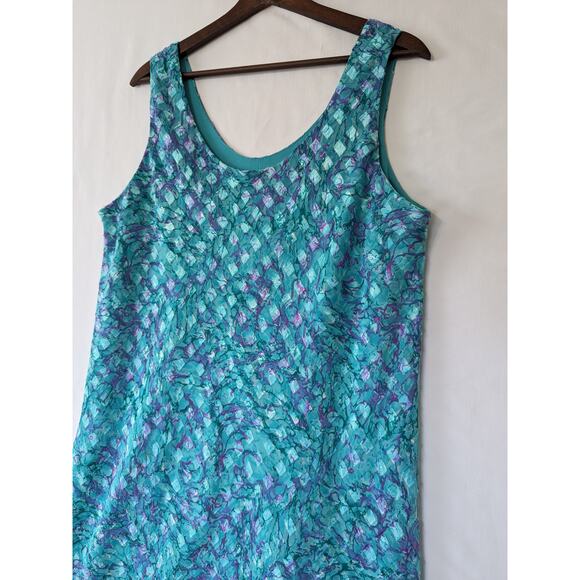 VTG Patra Dress Blue Water-Color Metallic Threading Tiered Size 18 Fairy 80s 90s - Picture 2 of 10